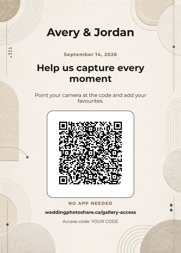 Modern Monogram wedding QR code table-sign template