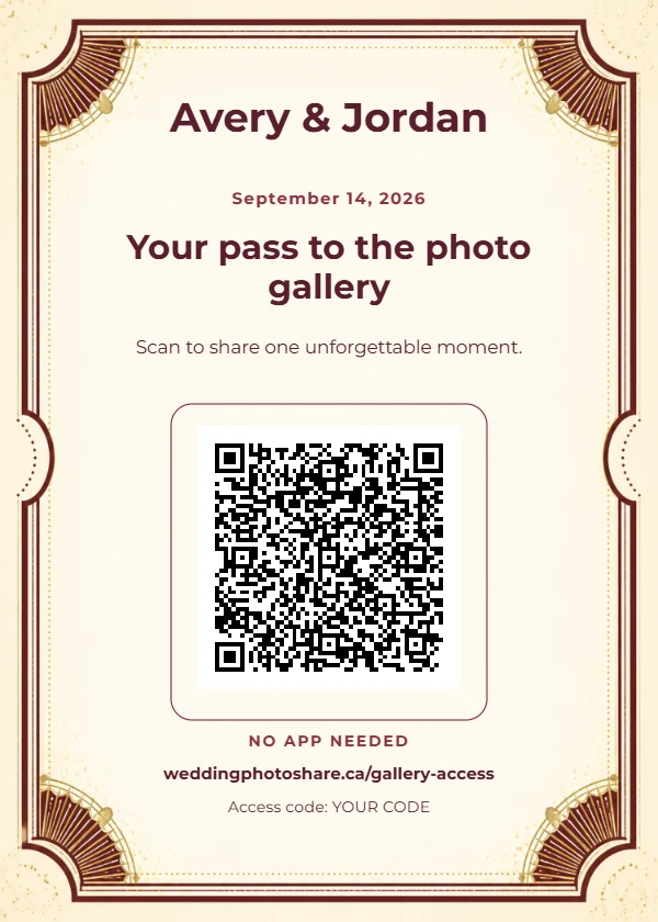 Celebration Ticket wedding QR code table-sign template