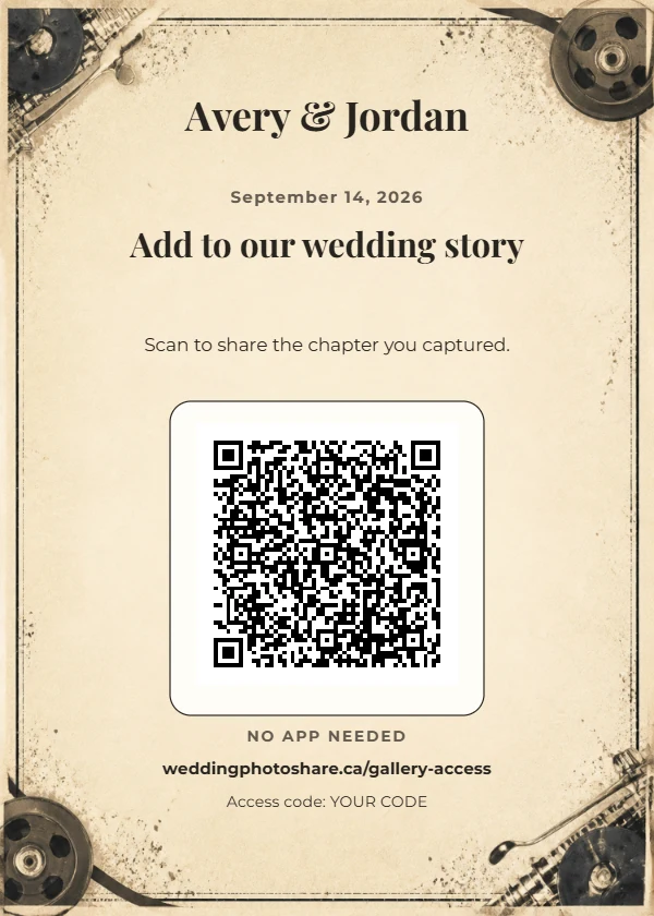 Timeless Typewriter wedding QR code table-sign template