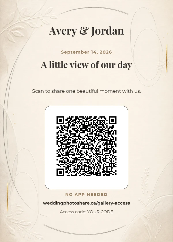 Fine Line Vows wedding QR code table-sign template