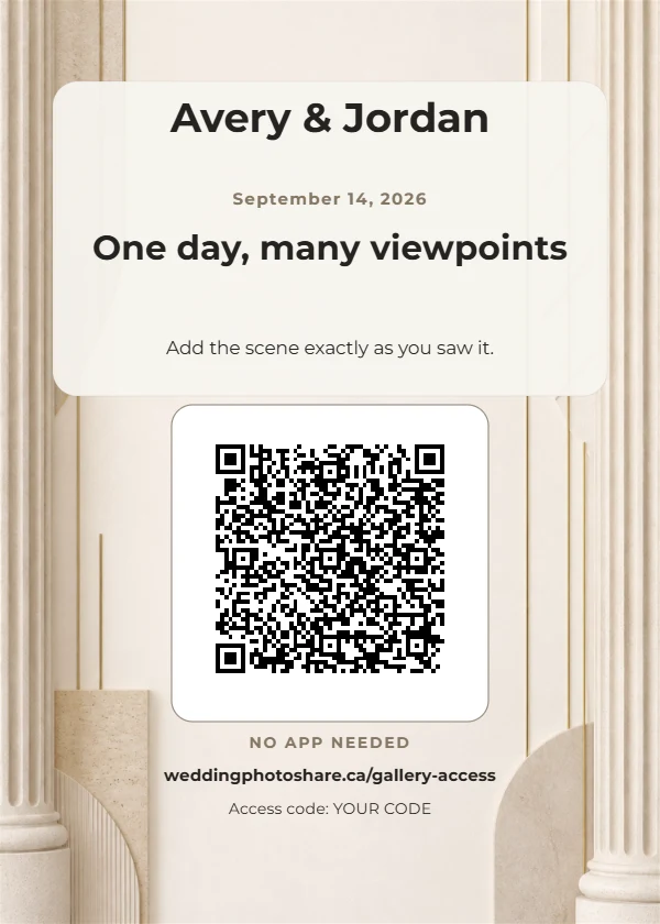 Column & Space wedding QR code table-sign template