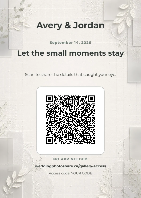 Soft Grid wedding QR code table-sign template