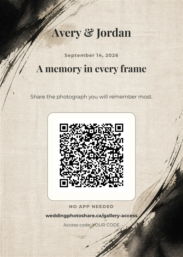 Ink & Linen wedding QR code table-sign template