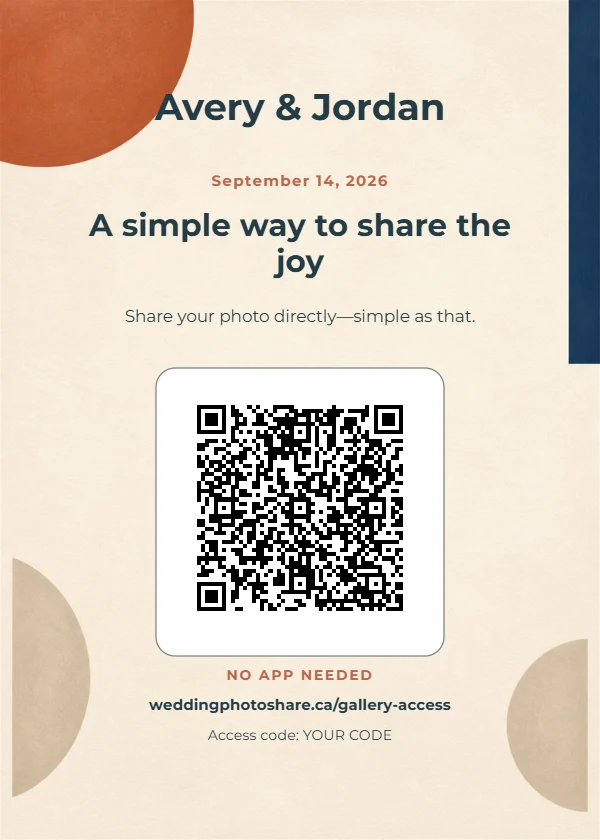 Pure Form wedding QR code table-sign template