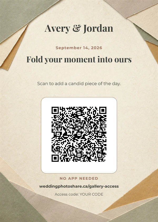 Paper Geometry wedding QR code table-sign template