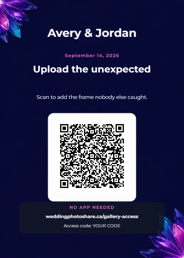 Digital Bloom wedding QR code table-sign template