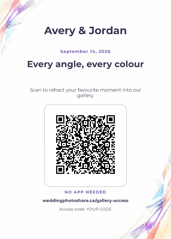 Prism Party wedding QR code table-sign template