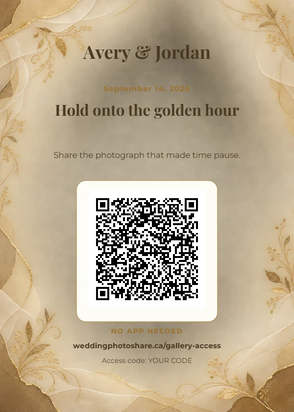 Gilded Vellum wedding QR code table-sign template