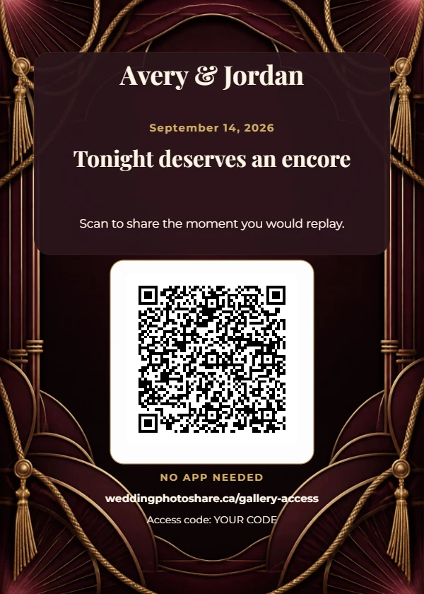 Opera Evening wedding QR code table-sign template