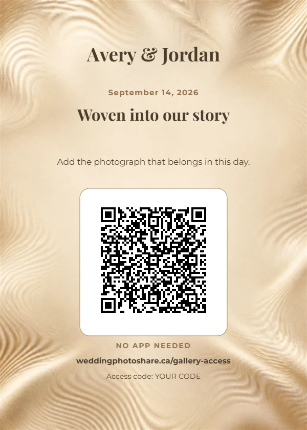 Silk Moiré wedding QR code table-sign template