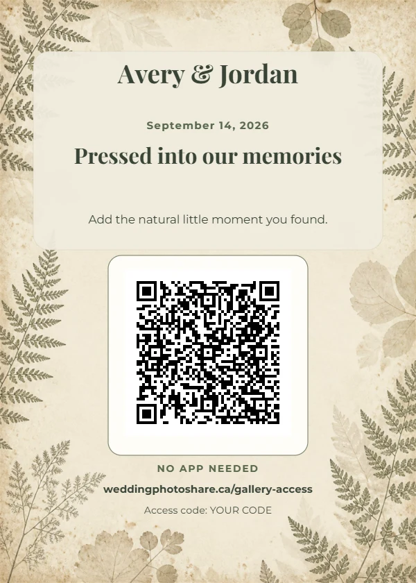 Fern Press wedding QR code table-sign template